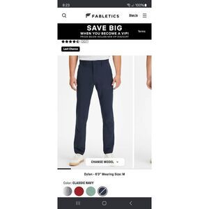New Small Fabletics Classic Navy Blue The Only Pants Water Resistant Lightweight